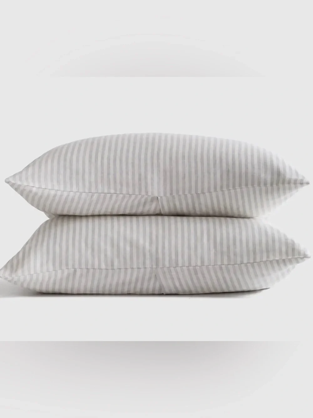 NWOT Quince European Linen Stripe Sham Set, Standard (Mist/White)